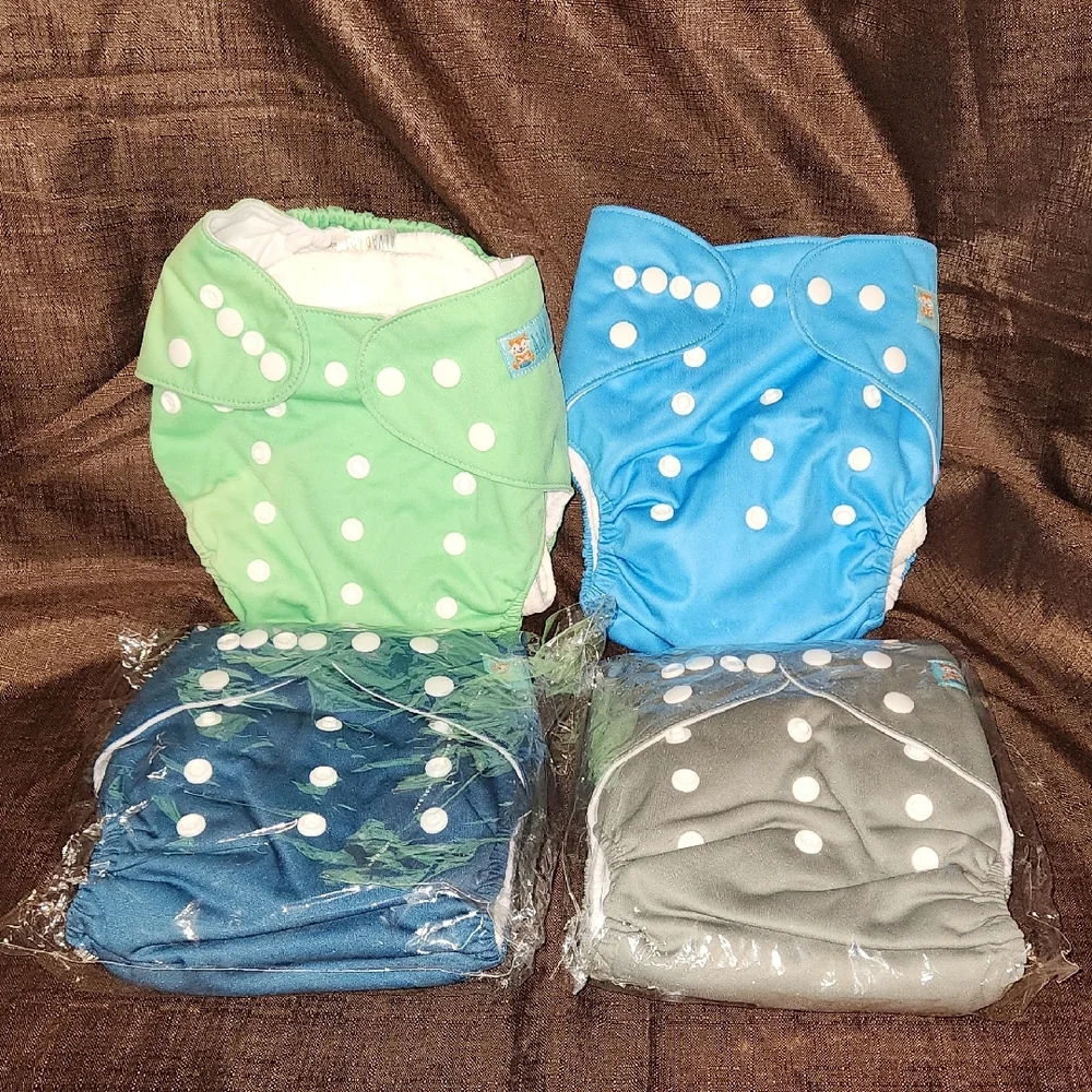 Lot Of 4 New Ava Baby Diaper Cover With 8 Inserts